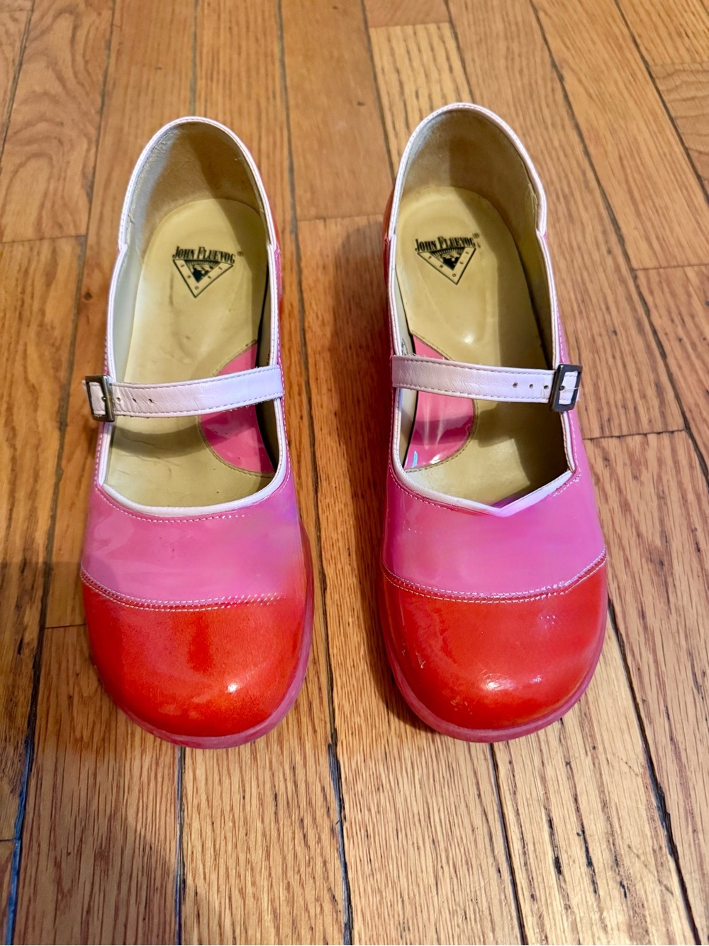 John FlueVog . Pink, Red  Mary Jane Flats